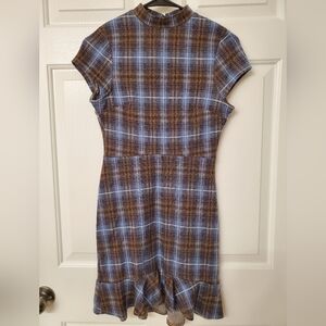 Urban Outfitters Highland Plaid Mock-Neck Mini Dress small